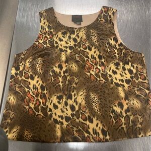 Leopard Print Sleeveless Top - Brown and Black
